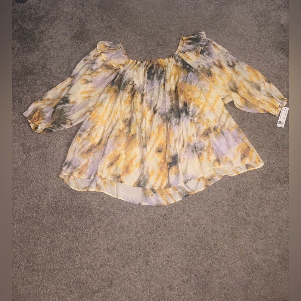 Zac & Rachel Womens Blouse Tie Dye Off Shoulder Boho 3/4 Balloon
Sleeve Large - Picture 15 of 15